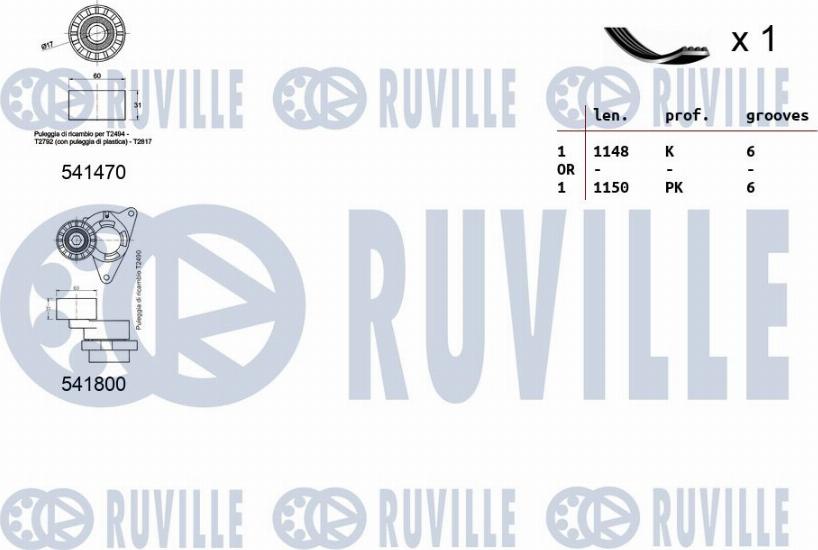 Ruville 570082 - Поликлиновый ременный комплект autosila-amz.com