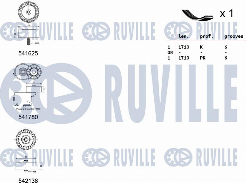 Ruville 570142 - Поликлиновый ременный комплект autosila-amz.com