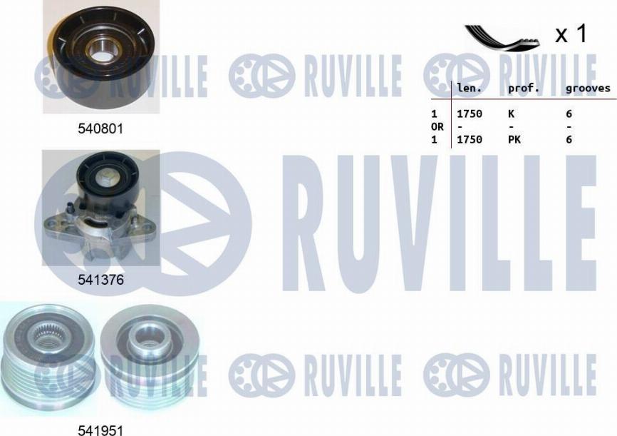 Ruville 570164 - Поликлиновый ременный комплект autosila-amz.com