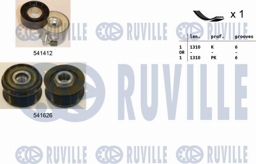 Ruville 570160 - Поликлиновый ременный комплект autosila-amz.com