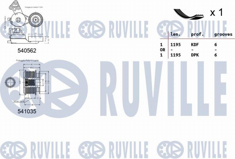 Ruville 570162 - Поликлиновый ременный комплект autosila-amz.com