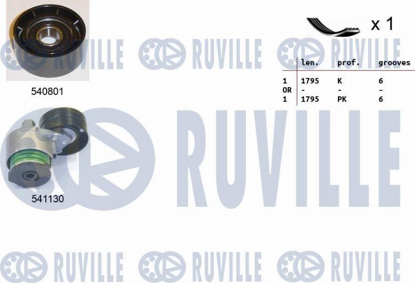 Ruville 570108 - Поликлиновый ременный комплект autosila-amz.com