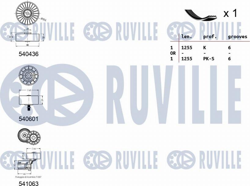 Ruville 570116 - Поликлиновый ременный комплект autosila-amz.com