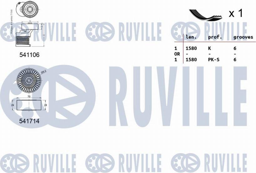 Ruville 570113 - Поликлиновый ременный комплект autosila-amz.com
