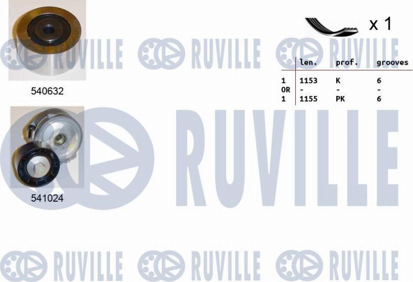Ruville 570188 - Поликлиновый ременный комплект autosila-amz.com