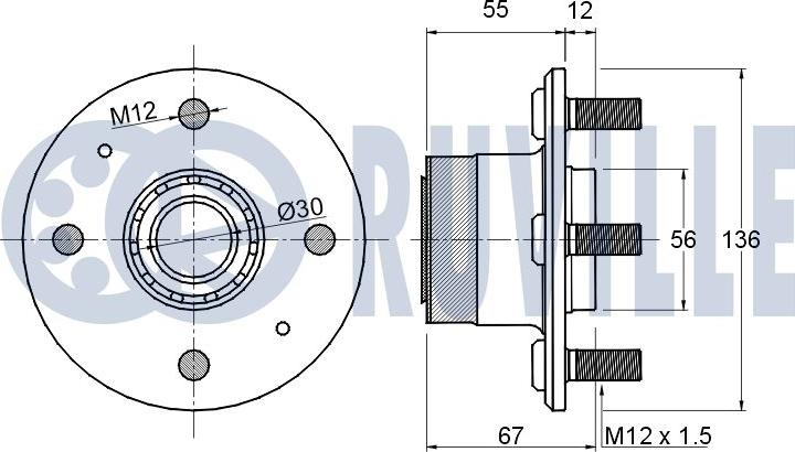 Ruville 220069 - Комплект подшипника ступицы колеса autosila-amz.com