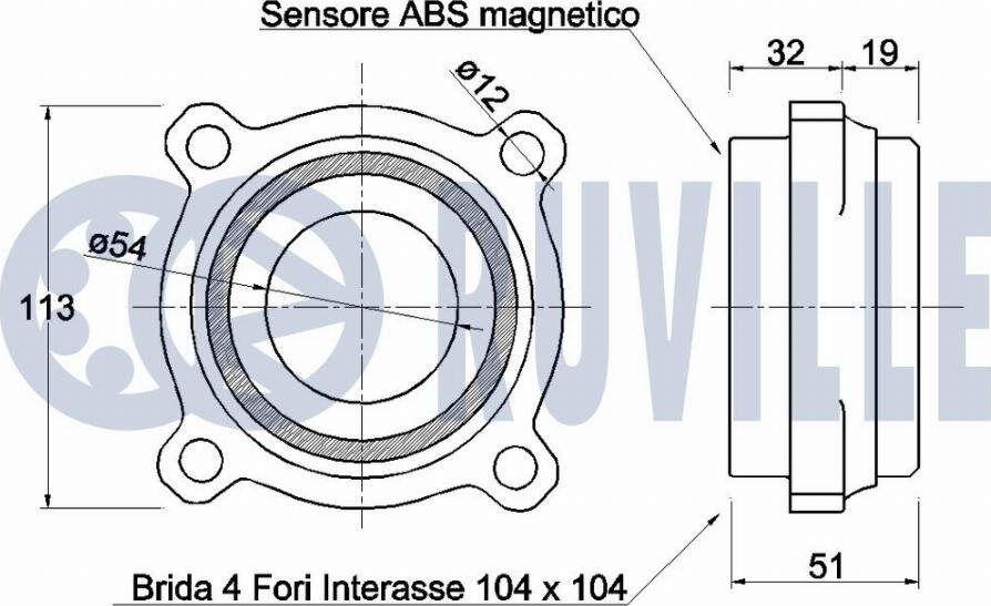 Ruville 221545 - Подшипник-ступица пер.TOYOTA LAND CRUISER (J12_/J15_) 03-> autosila-amz.com