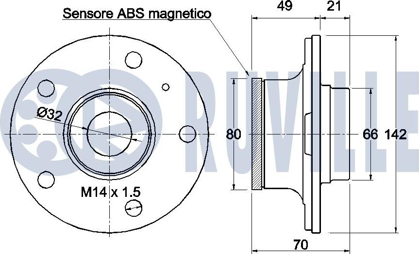 Ruville 221369 - к-кт подшипника ступицы задней!\ Audi A4/A5 1.8/2.0TFSi/2.0TDi/2.7TDi 07> autosila-amz.com