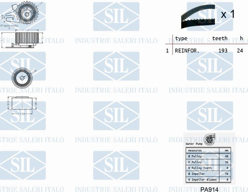 Saleri SIL K4PA922 - Водяной насос + комплект зубчатого ремня ГРМ autosila-amz.com