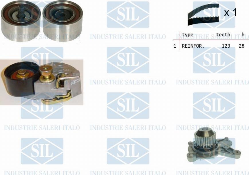 Saleri SIL K1PA1454 - Водяной насос + комплект зубчатого ремня ГРМ autosila-amz.com