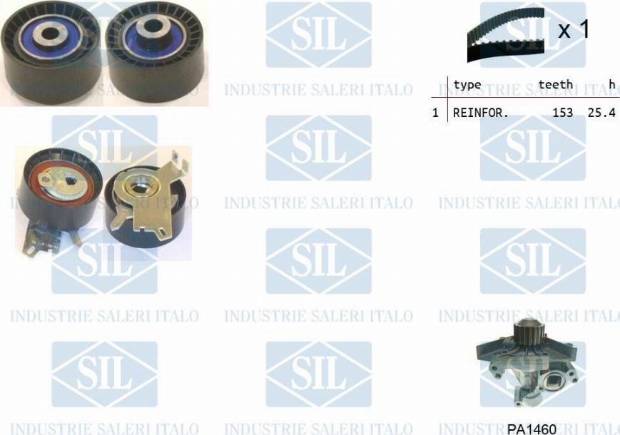 Saleri SIL K1PA1460 - Водяной насос + комплект зубчатого ремня ГРМ autosila-amz.com