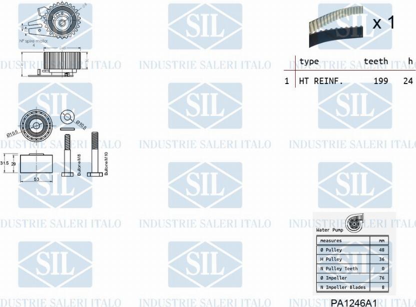 Saleri SIL K1PA1246A1 - Водяной насос + комплект зубчатого ремня ГРМ autosila-amz.com