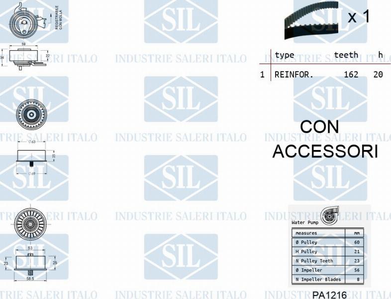 Saleri SIL K1PA1216 - Водяной насос + комплект зубчатого ремня ГРМ autosila-amz.com