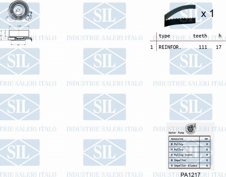 Saleri SIL K1PA1217 - Водяной насос + комплект зубчатого ремня ГРМ autosila-amz.com