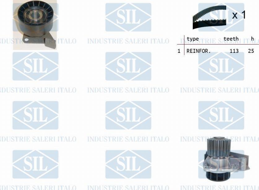 Saleri SIL K1PA1738 - Водяной насос + комплект зубчатого ремня ГРМ autosila-amz.com