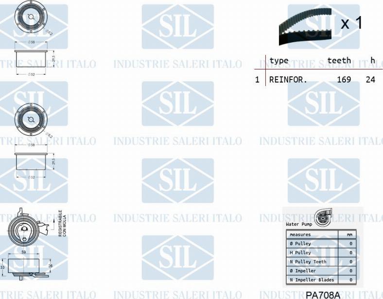 Saleri SIL K1PA708A - Водяной насос + комплект зубчатого ремня ГРМ autosila-amz.com