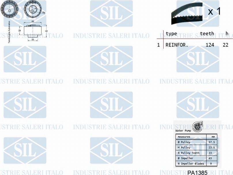 Saleri SIL K3PA1385 - Водяной насос + комплект зубчатого ремня ГРМ autosila-amz.com