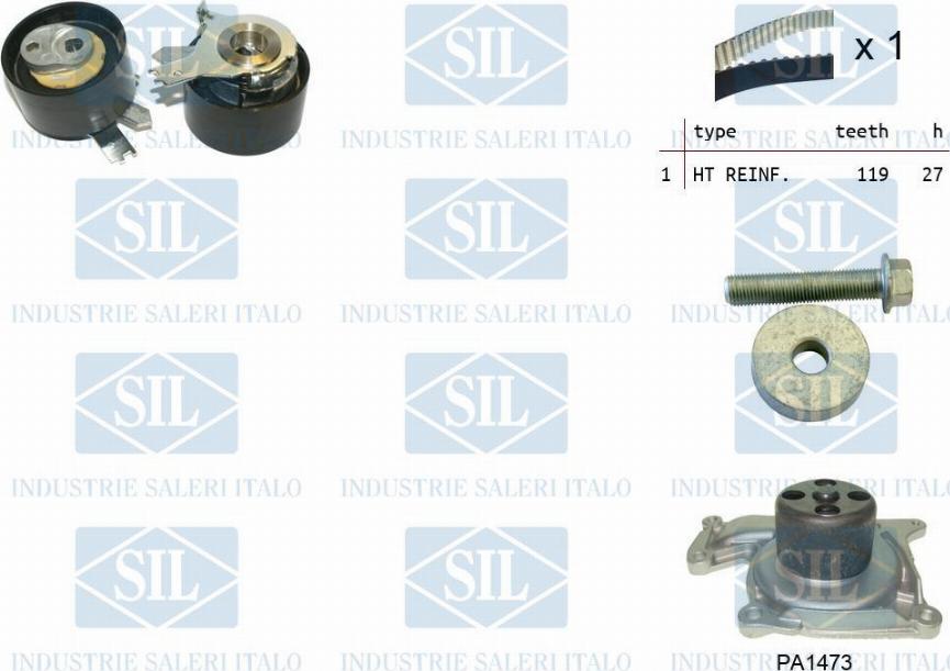 Saleri SIL K2PA1473 - Водяной насос + комплект зубчатого ремня ГРМ autosila-amz.com