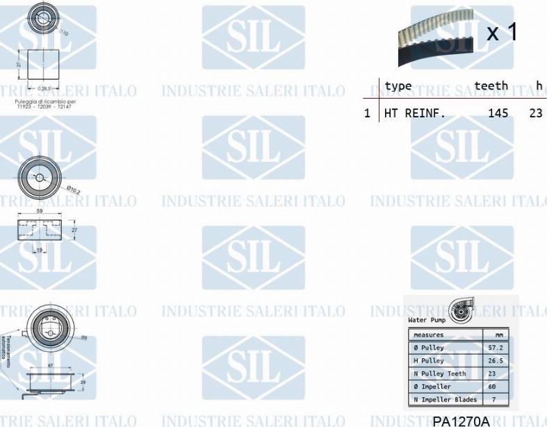 Saleri SIL K2PA1270A - Водяной насос + комплект зубчатого ремня ГРМ autosila-amz.com