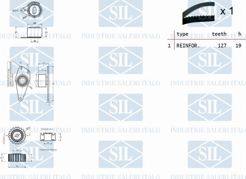 Saleri SIL TK1249 - Комплект зубчатого ремня ГРМ autosila-amz.com