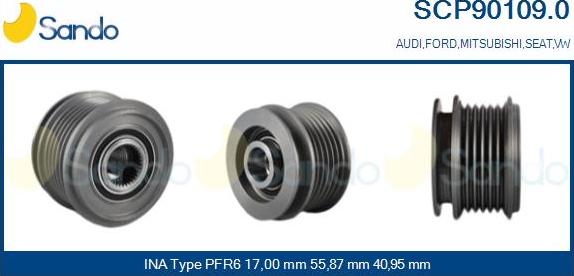 Sando SCP90109.0 - Шкив генератора, муфта autosila-amz.com