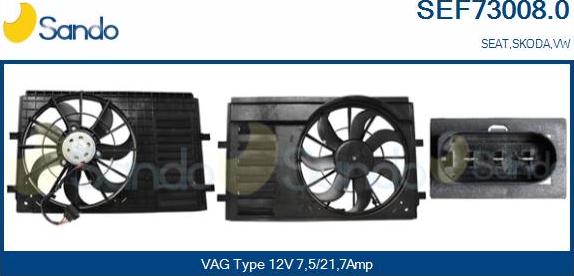 Sando SEF73008.0 - Электродвигатель, вентилятор радиатора autosila-amz.com