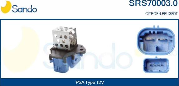 Sando SRS70003.0 - Дополнительный резистор, электромотор - вентилятор радиатора autosila-amz.com