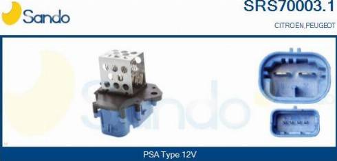 Sando SRS70003.1 - Дополнительный резистор, электромотор - вентилятор радиатора autosila-amz.com
