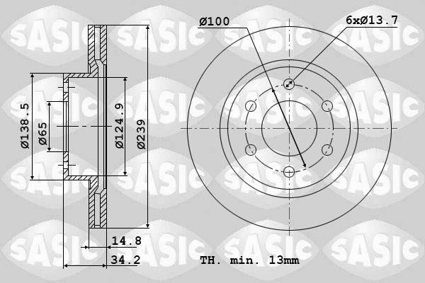 Sasic 9004901J - Тормозной диск autosila-amz.com
