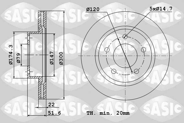Sasic 9004910J - Тормозной диск autosila-amz.com