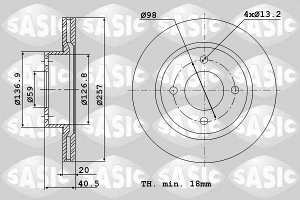 Sasic 9004455J - Тормозной диск autosila-amz.com