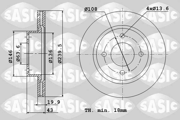 Sasic 9004401J - Тормозной диск autosila-amz.com