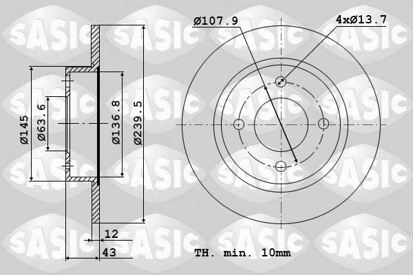 Sasic 9004515J - Тормозной диск autosila-amz.com