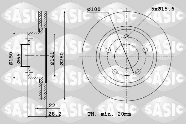 Sasic 9004580J - Тормозной диск autosila-amz.com