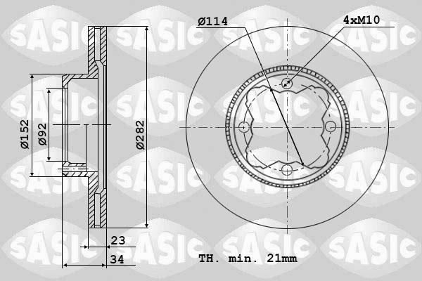 Sasic 9004536J - Тормозной диск autosila-amz.com