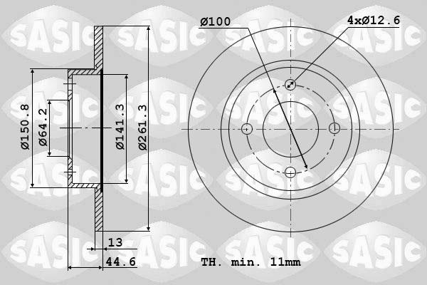 Sasic 9004538J - Тормозной диск autosila-amz.com