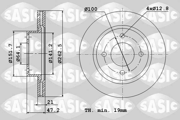 Sasic 9004533J - Тормозной диск autosila-amz.com