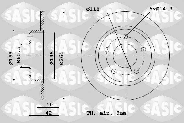 Sasic 9004863J - Тормозной диск autosila-amz.com