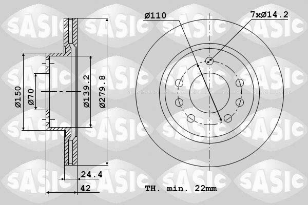 Sasic 9004862J - Тормозной диск autosila-amz.com