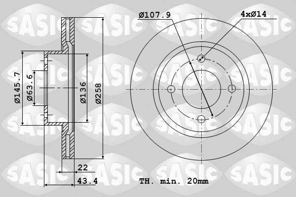 Sasic 9004817J - Тормозной диск autosila-amz.com