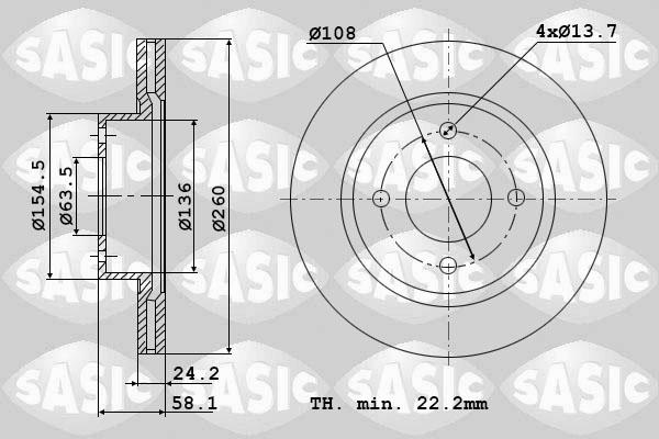 Sasic 9004359J - Тормозной диск autosila-amz.com