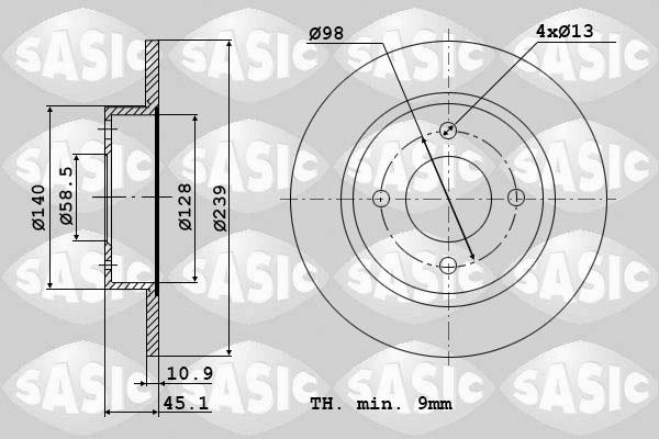 Sasic 9004313J - Тормозной диск autosila-amz.com