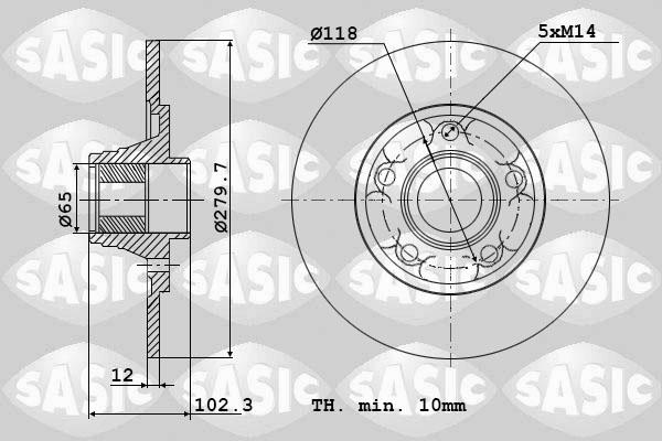 Sasic 4004307J - Тормозной диск autosila-amz.com