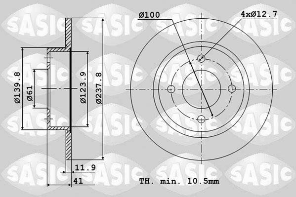 Sasic 4004253J - Тормозной диск autosila-amz.com