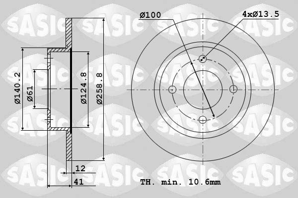 Sasic 6104001 - Тормозной диск autosila-amz.com