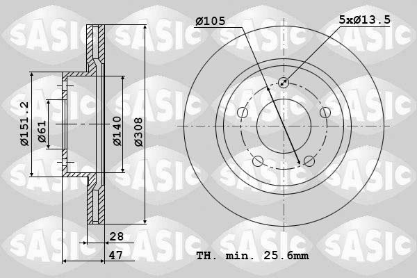 Sasic 6104008 - Тормозной диск autosila-amz.com