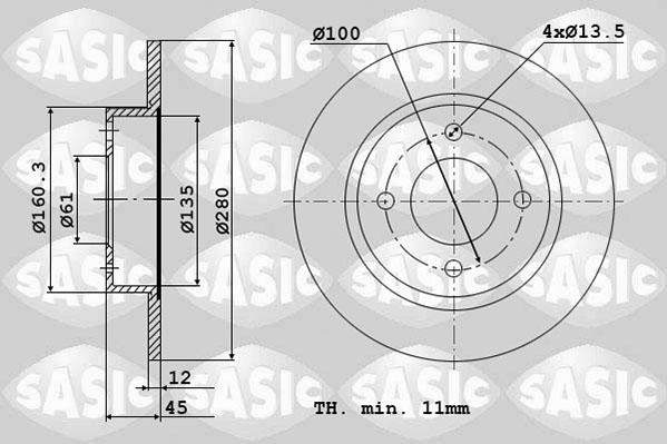 Sasic 6104016 - Тормозной диск autosila-amz.com