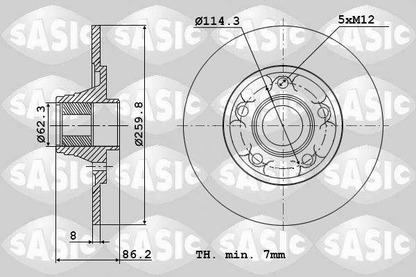Sasic 6104035 - Тормозной диск autosila-amz.com