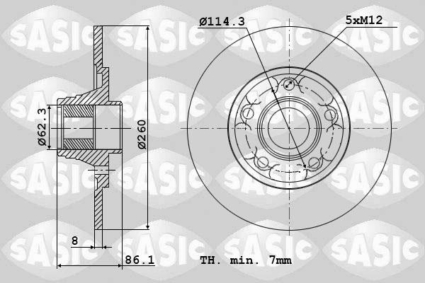 Sasic 6104029 - Тормозной диск autosila-amz.com