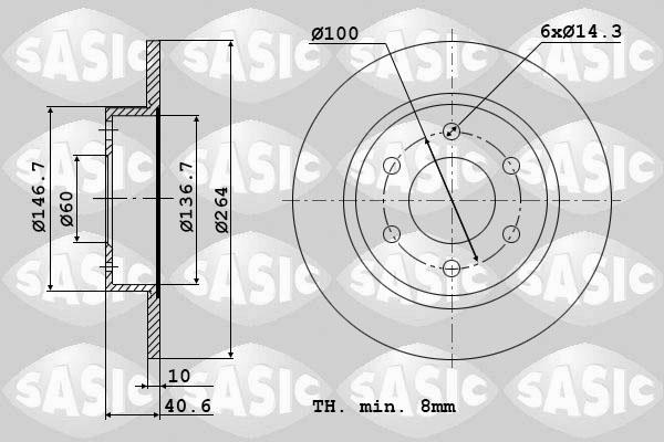 Sasic 6106003 - Тормозной диск autosila-amz.com